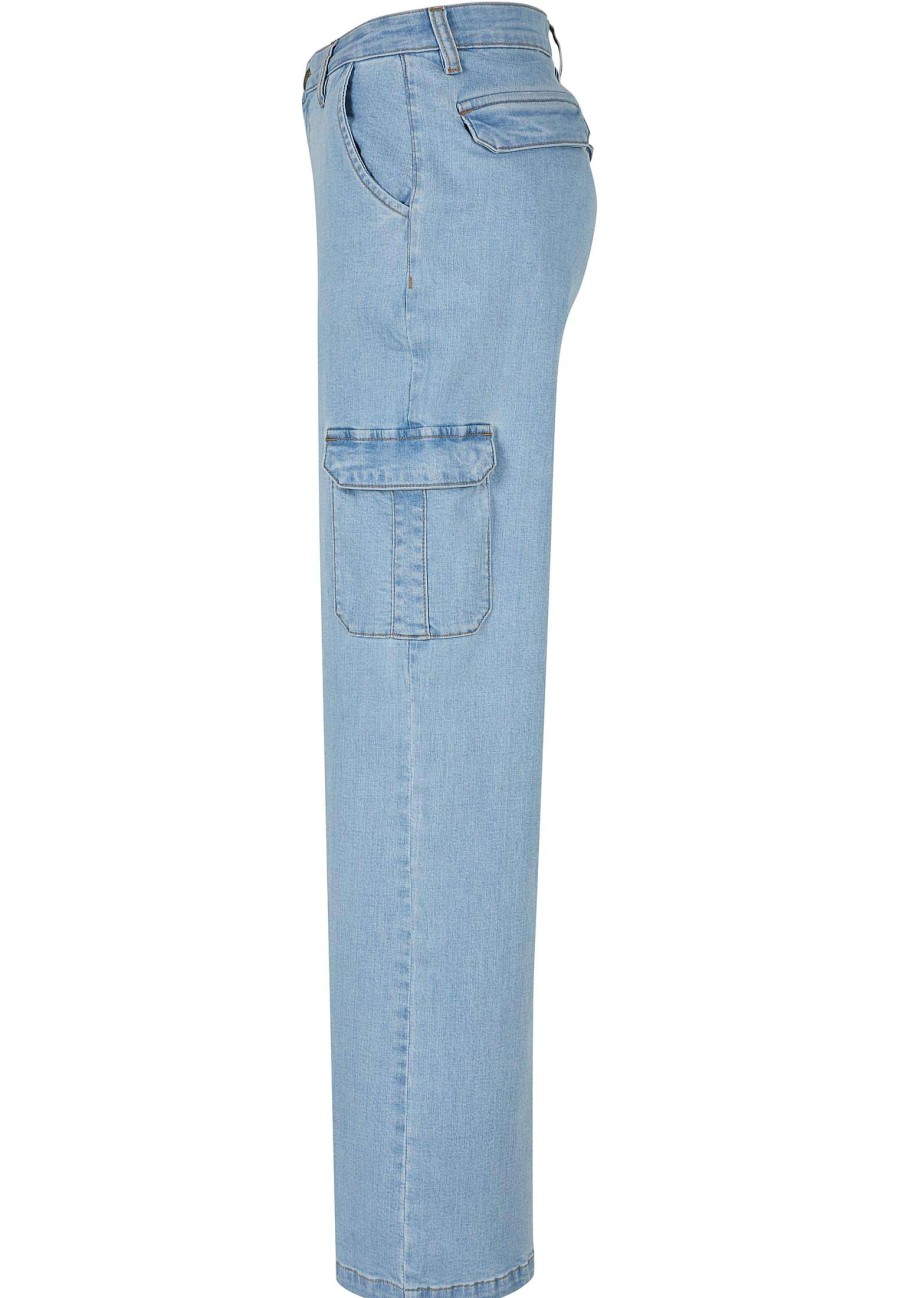 Hot Damen-Jeans-Cargohose Mit Hoher Taille Und Geradem Schnitt Hose